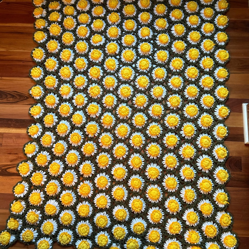Vintage 3D Sunflower Granny Chain Afgan Throw Blanket